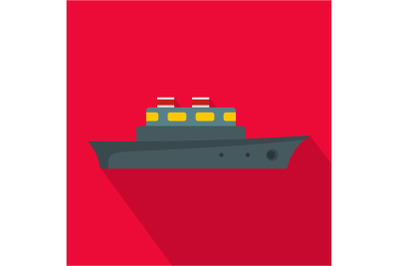 Ship ocean icon, flat style