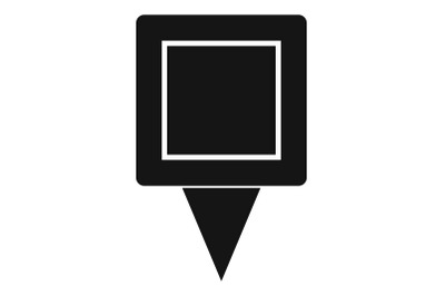 Square pin icon, simple style.