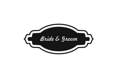 Bride and groom label icon, simple style.