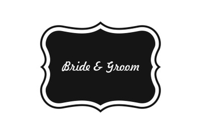 Just married label icon, simple style.