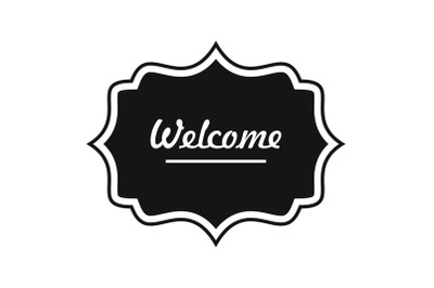 Weicome label icon, simple style.