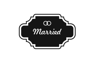 Married label icon, simple style.