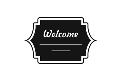Well met label icon, simple style.