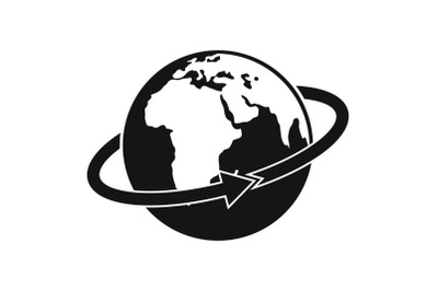 Flight around earth icon, simple style.