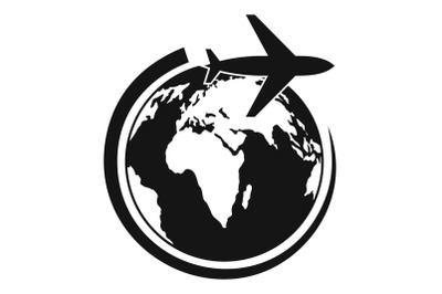 Plane on earth icon, simple style.