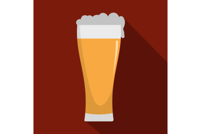 Glass of beverage icon, flat style.