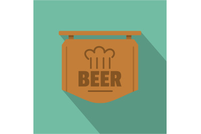 Beer label icon, flat style.