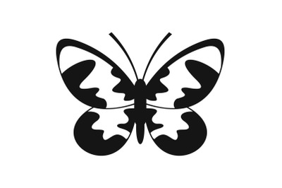 Butterfly with ornament icon, simple style.