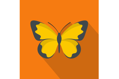 Flying butterfly icon, flat style.