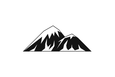 Climbing on mountain icon, simple style.