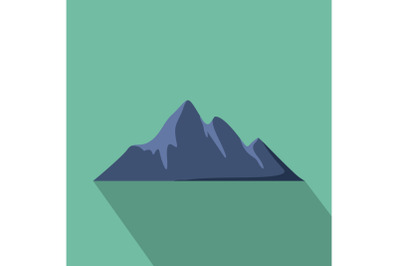 Mountain adventure icon, flat style.