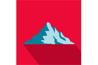 Snow mountain icon, flat style.