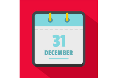Calendar thirty first december icon, flat style