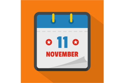 Calendar eleventh november icon, flat style