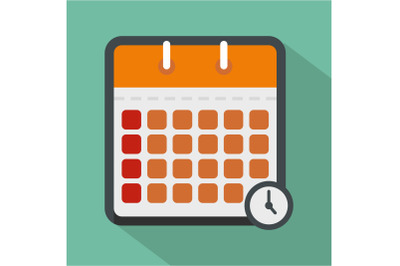 Calendar time icon, flat style