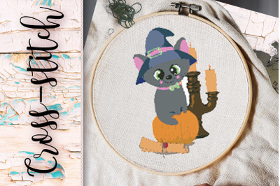 cross-stitch &quot;sly cat&quot;