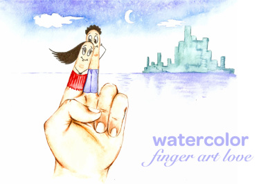 watercolor finger art love