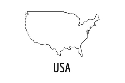 USA map thin line vector simple