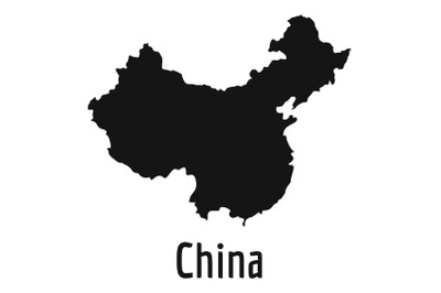 China map in black vector simple