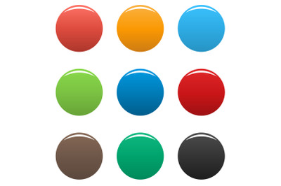 Colorful buttons icon set vector simple