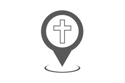 Church map pointer icon vector simple