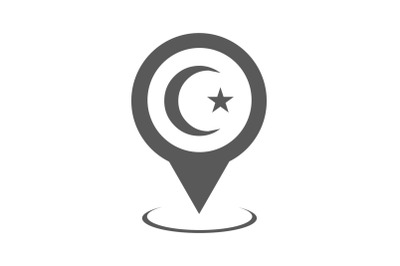 Mosque map pointer icon vector simple