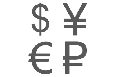 Currency signs set icon vector simple