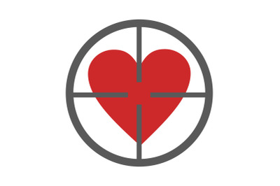 Gunpoint heart icon vector simple