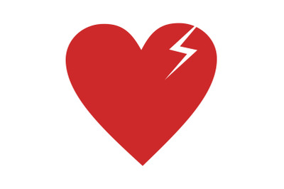 Broken heart icon vector simple