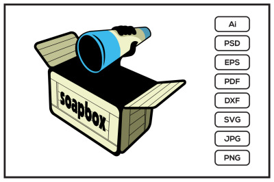 cartoon soapbox design illustration