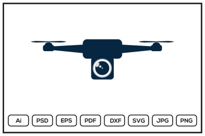 Drone with camera logo design illustration