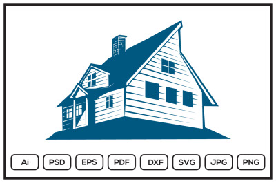 Big house wood house design illustration