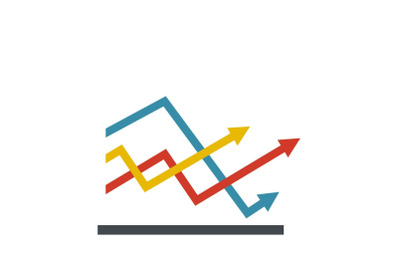 Line chart icon vector flat