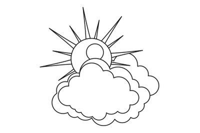 Sun and cloud icon, outline style.