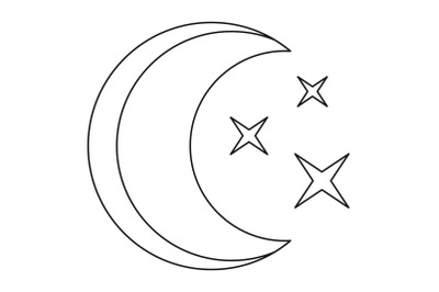 Moon icon, outline style.