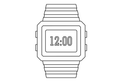 Digital watch icon, outline style.