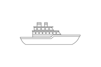 Military ship icon, outline style.