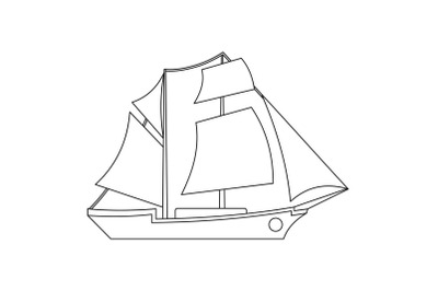 Sailing ship icon, outline style.