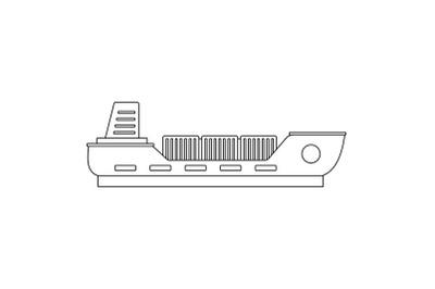 Boat with cargo icon, outline style.