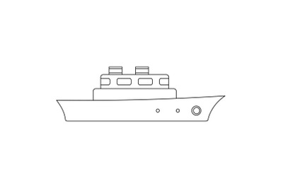 Longboat icon, outline style.