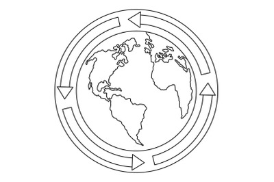 Earth icon, outline style.