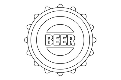 Beer cap icon, outline style.