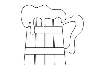 Big beer mug icon, outline style.