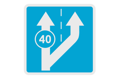Forty on arrow icon, flat style.