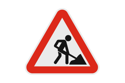 Work on the road icon, flat style.