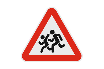 Children crossing the road icon, flat style.