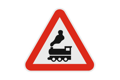 Railway crossing without barrier icon, flat style.