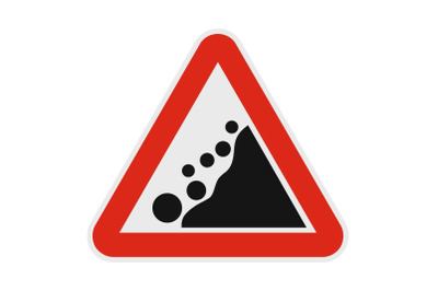 Falling stone icon, flat style.