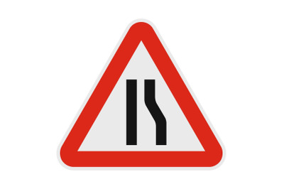 Narrowing right road icon, flat style.