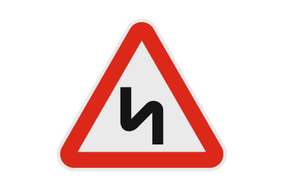 Dangerous turn right icon, flat style.